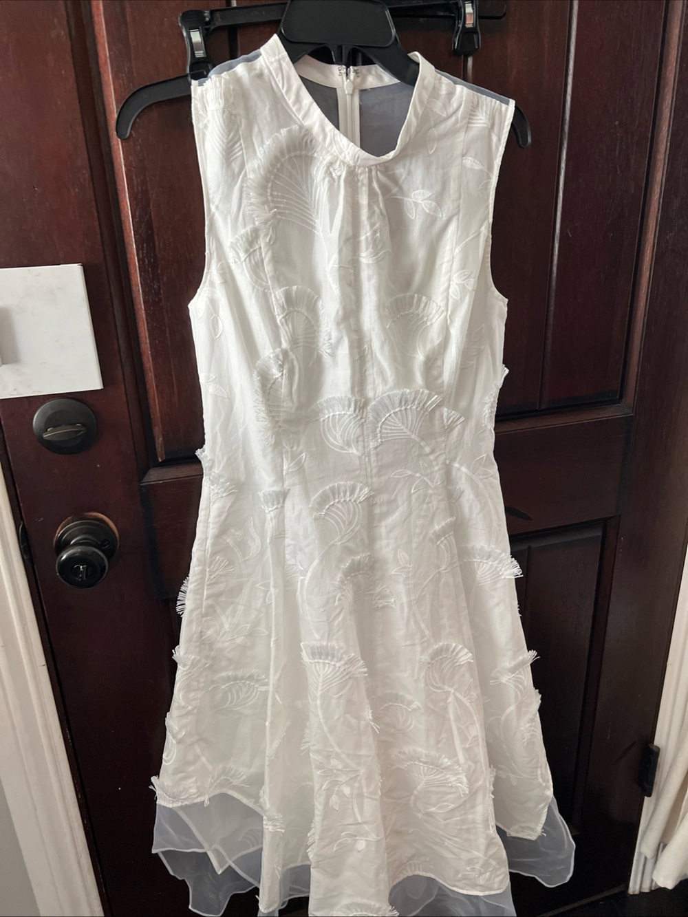 3.1 Phillip Lim White  Embroidered cotton voile and chiffon knee length Dress
